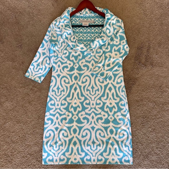 Gretchen Scott Palm Beach Resort Shift Dress Blue White Size Small - Picture 7 of 11